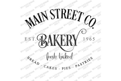 SVG | Main Street Co Bakery | Cutting File | Farmhouse Kitchen | Bread Cakes Pies Pastries | Sign | | Vinyl Stencil HTV | eps ai