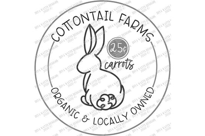 SVG | Cottontail Farms | Cutting File | Easter Bunny Carrots 25 cents | Organic Locally Owned | Round Circle Sign | Vinyl Stencil HTV | dxf