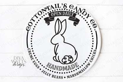 SVG | Cottontail's Candy Co | Cutting File | Handmade Creme Eggs Jelly Beans Marshmallow Chicks | Vinyl Stencil HTV dxf | round circle sign