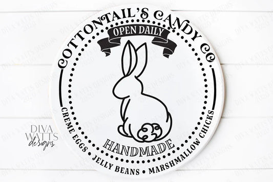 SVG | Cottontail's Candy Co | Cutting File | Handmade Creme Eggs Jelly Beans Marshmallow Chicks | Vinyl Stencil HTV dxf | round circle sign