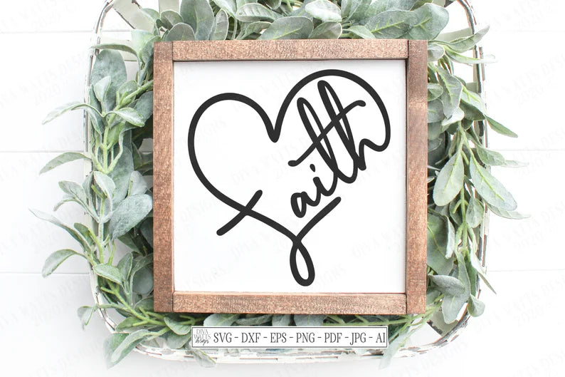 SVG | Faith Heart | Cutting File | Vinyl Stencil HTV | Christian Religious | Shirt Sign Tote | dxf eps jpg pdf ai png | Cricut Silhouette