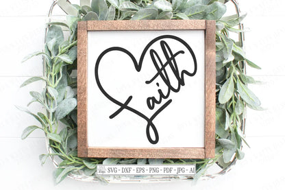 SVG | Faith Heart | Cutting File | Vinyl Stencil HTV | Christian Religious | Shirt Sign Tote | dxf eps jpg pdf ai png | Cricut Silhouette