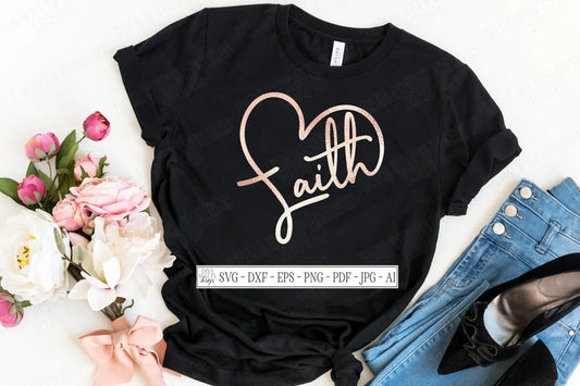 SVG | Faith Heart | Cutting File | Vinyl Stencil HTV | Christian Religious | Shirt Sign Tote | dxf eps jpg pdf ai png | Cricut Silhouette