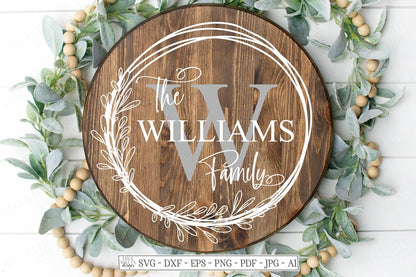 SVG Family Monogram Sign | Cutting File | Last Name | Add Your Text & Font | Customize Personalize | Vinyl Stencil HTV Instant Download PNG