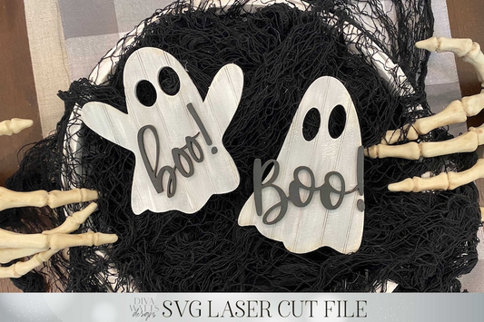 Shiplap Ghosts Laser Cutting File with Vertical & Horizontal Shiplap | Boo! | Happy Fall | Halloween | Glowforge | Cutting File | SVG Set