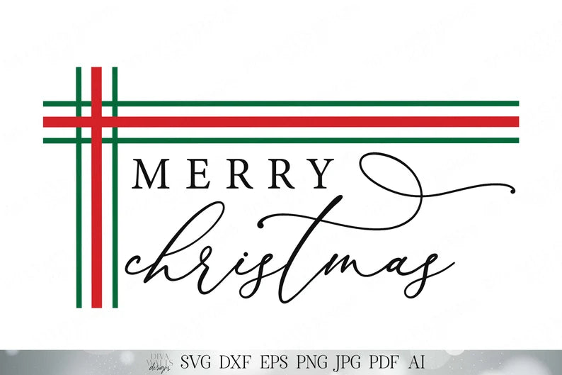 Merry Christmas SVG | Winter Farmhouse Design | Ticking Stripes SVG | Winter Wall Sign SVG | Printable and More