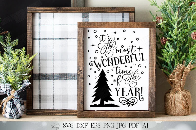 It's The Most Wonderful Time Of The Year SVG | Christmas SVG | Farmhouse SVG | dxf and more! | Printable