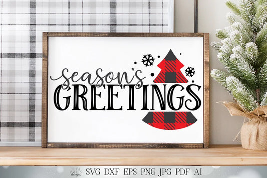Season's Greetings SVG | Buffalo Plaid SVG | Christmas SVG | Winter svg | dxf and more! | Printable