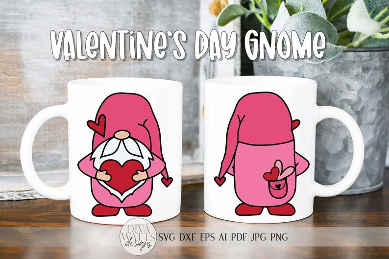 Valentine's Day Double Sided Gnome SVG | Glowforge Ready Files Included too!