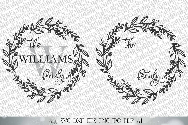 Family Monogram & Last Name SVG | Farmhouse Sign SVG | Round Wreath SVG | dxf and more! | Printable