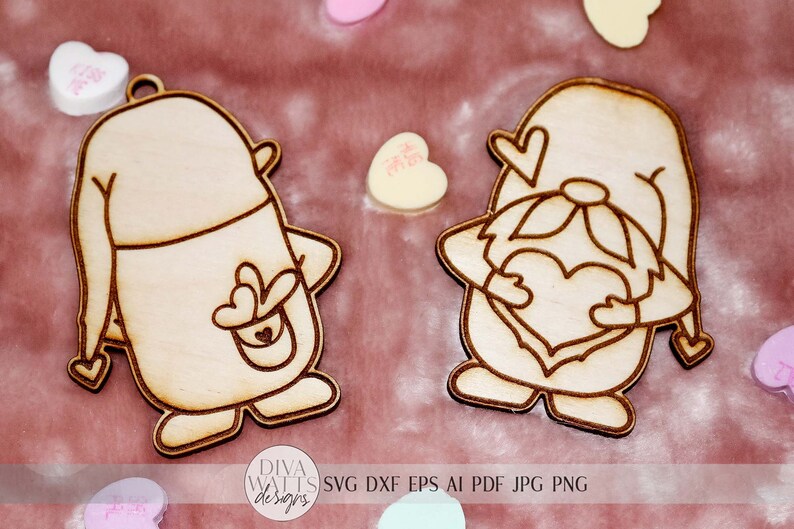 Valentine's Day Double Sided Gnome SVG | Glowforge Ready Files Included too!