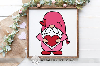Valentine's Day Double Sided Gnome SVG | Glowforge Ready Files Included too!