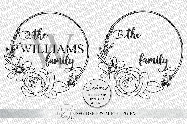 Floral Monogram SVG | Farmhouse Round Sign SVG | dxf and more!