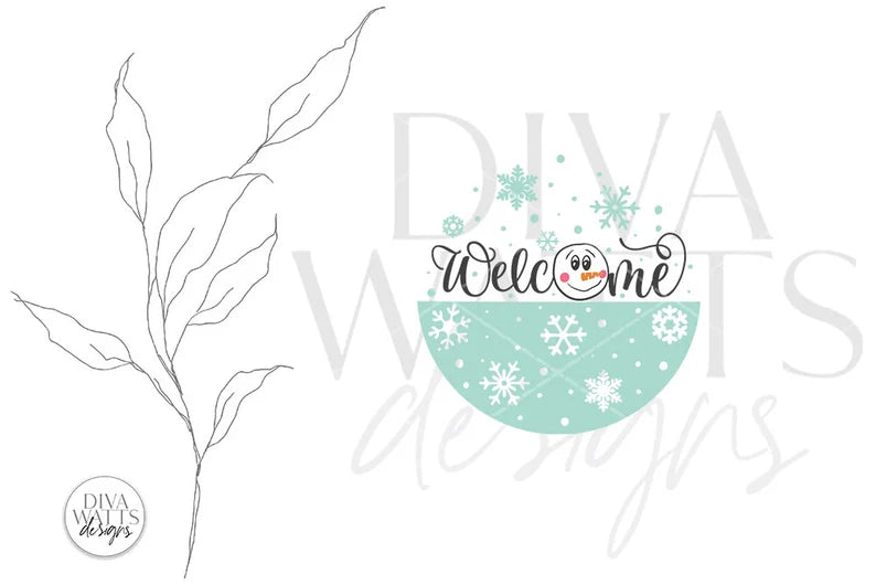 Welcome With Snowman | Christmas Door Hanger Design