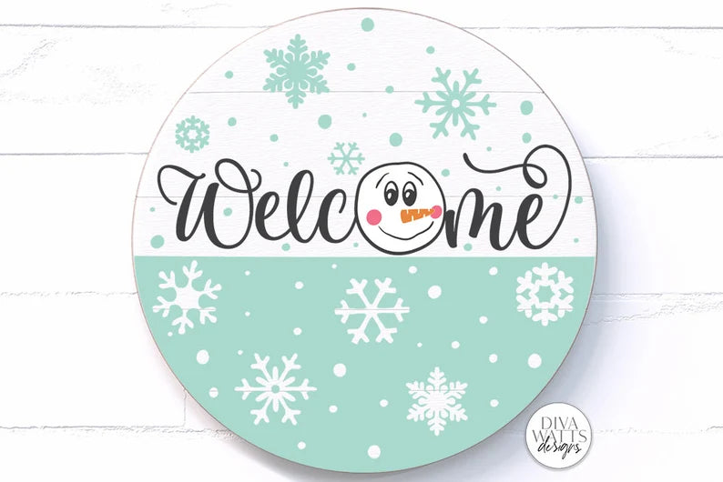 Welcome With Snowman | Christmas Door Hanger Design