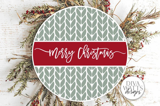 Merry Christmas Knit Pattern SVG | Winter Round Design