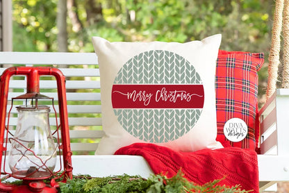 Merry Christmas Knit Pattern SVG | Winter Round Design