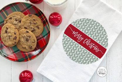Merry Christmas Knit Pattern SVG | Winter Round Design