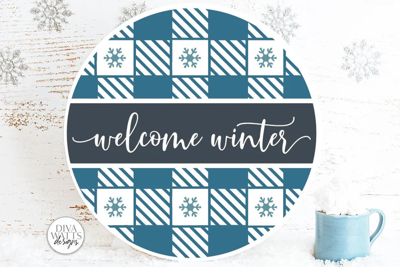 Welcome Winter Plaid SVG | Christmas Round Design