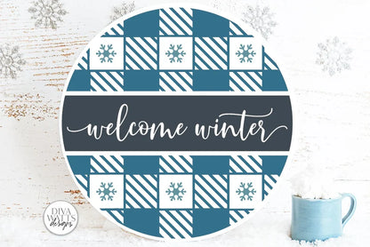 Welcome Winter Plaid SVG | Christmas Round Design