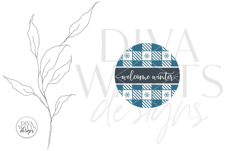 Welcome Winter Plaid SVG | Christmas Round Design
