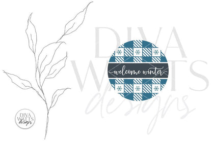 Welcome Winter Plaid SVG | Christmas Round Design