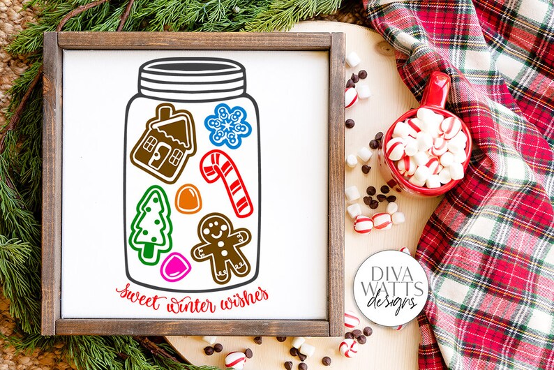 Sweet Winter Wishes SVG | Gingerbread Christmas Jar Design