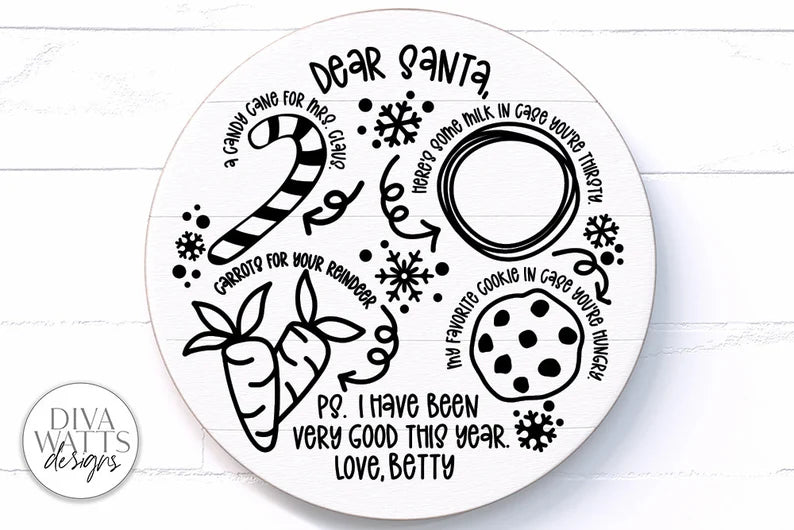 Santa Plate SVG | Single Child Version | Christmas / Winter Round Design