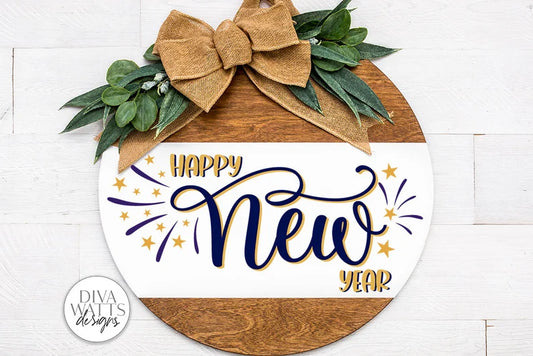 Happy New Year SVG | Round Sign Design