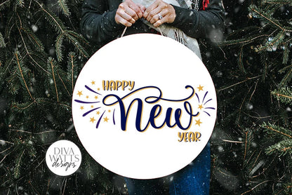 Happy New Year SVG | Round Sign Design