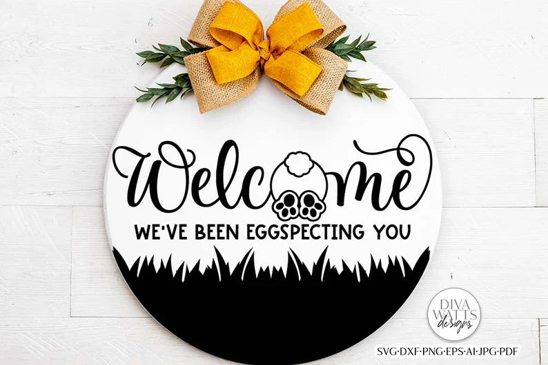 Welcome We've Been Eggspecting You SVG | Easter Bunny Design