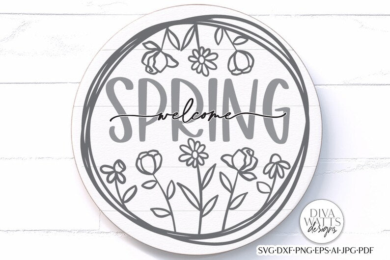 Welcome Spring SVG | Farmhouse Wreath Design
