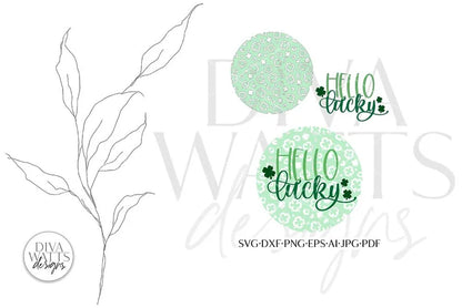 Hello Lucky SVG | Round Leopard Print Design