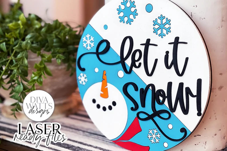 Let It Snow Glowforge SVG | Modern Half Round Winter Design