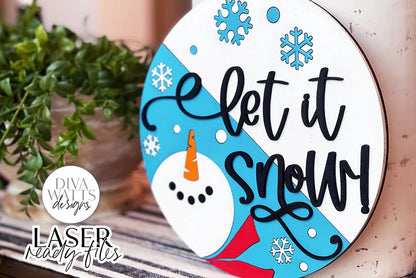 Let It Snow Glowforge SVG | Modern Half Round Winter Design