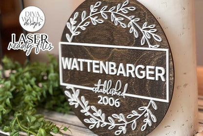 Modern Farmhouse Family Wreath Glowforge SVG | Laser Cutting File