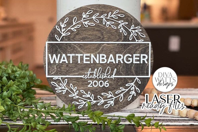 Modern Farmhouse Family Wreath Glowforge SVG | Laser Cutting File