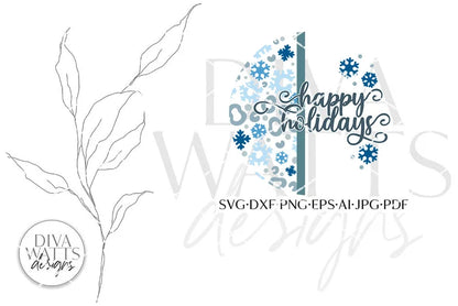 Happy Holidays Leopard Snowflakes Print SVG | Christmas Door Hanger | Round Design