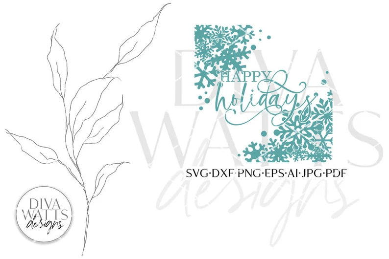 Happy Holidays With Snowflakes SVG | Farmhouse Square Design