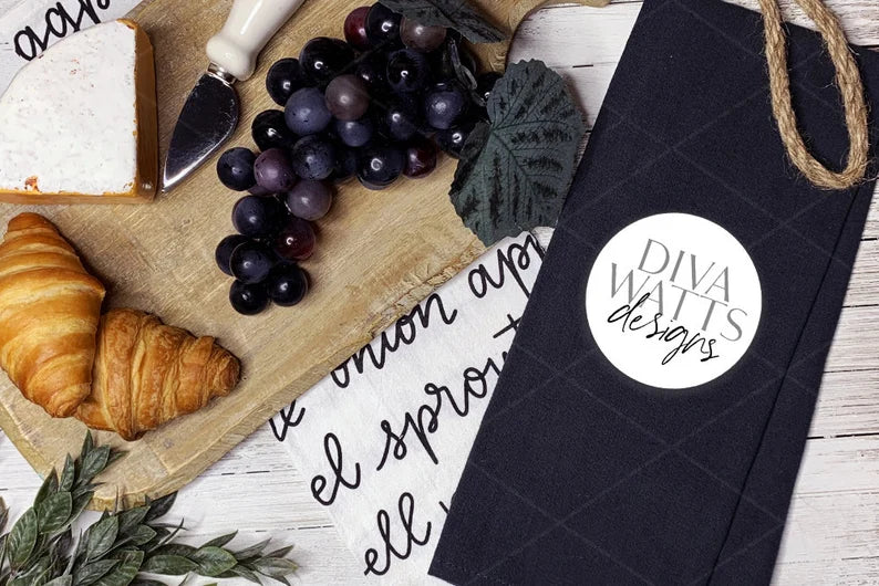 Black Kitchen Tea Towel Mockup | 3:2 Ratio