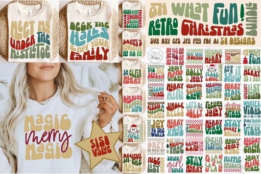 Oh What Fun! Retro Christmas SVG Bundle | 50 Designs