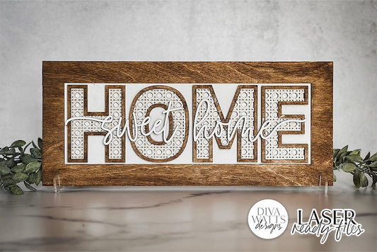 Home Sweet Home Boho Rattan Cane Laser SVG | Glowforge Sign