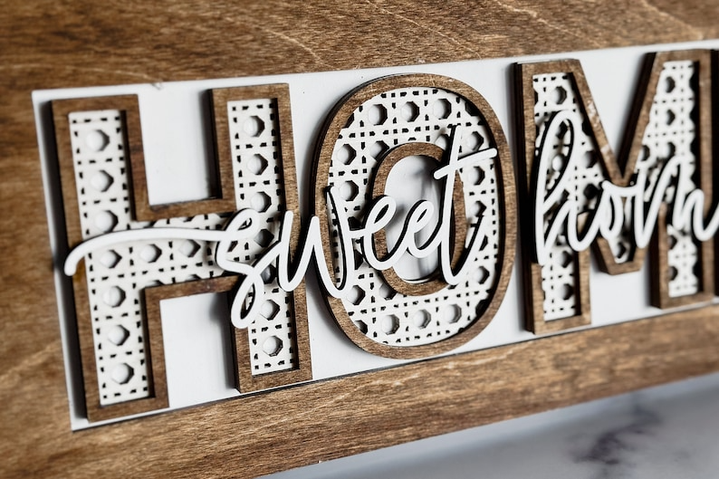 Home Sweet Home Boho Rattan Cane Laser SVG | Glowforge Sign