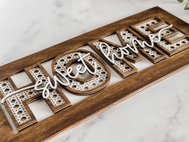 Home Sweet Home Boho Rattan Cane Laser SVG | Glowforge Sign