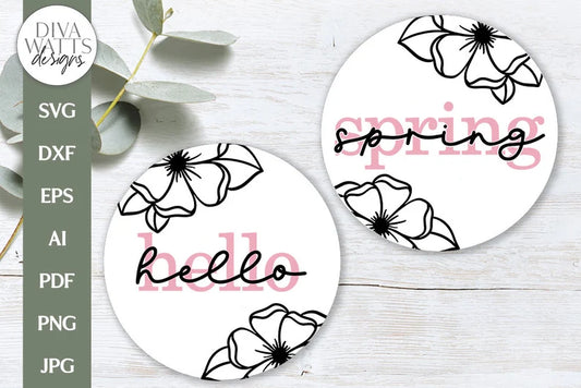 Hello Spring SVG | Double Door Hanger Floral Spring Time Design
