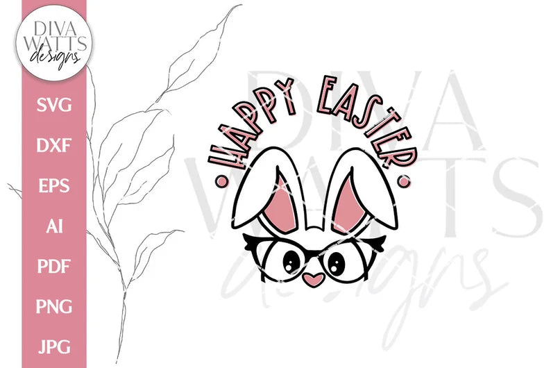Happy Easter SVG | Spring Bunny With Glasses Design