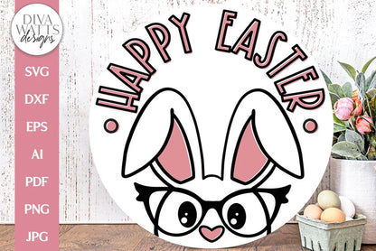 Happy Easter SVG | Spring Bunny With Glasses Design