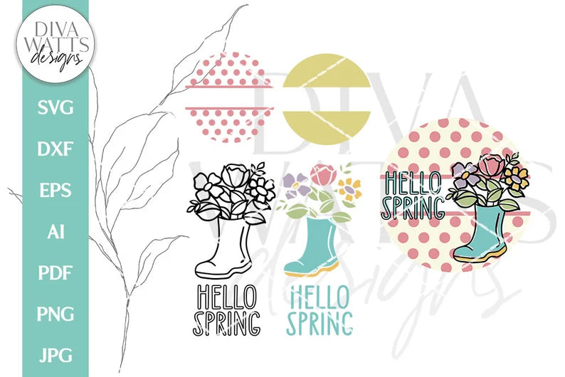 Hello Spring SVG | Floral Boots Spring Time Design
