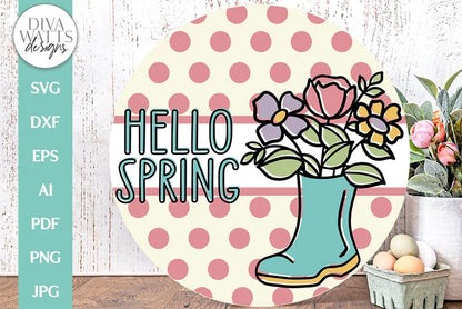Hello Spring SVG | Floral Boots Spring Time Design