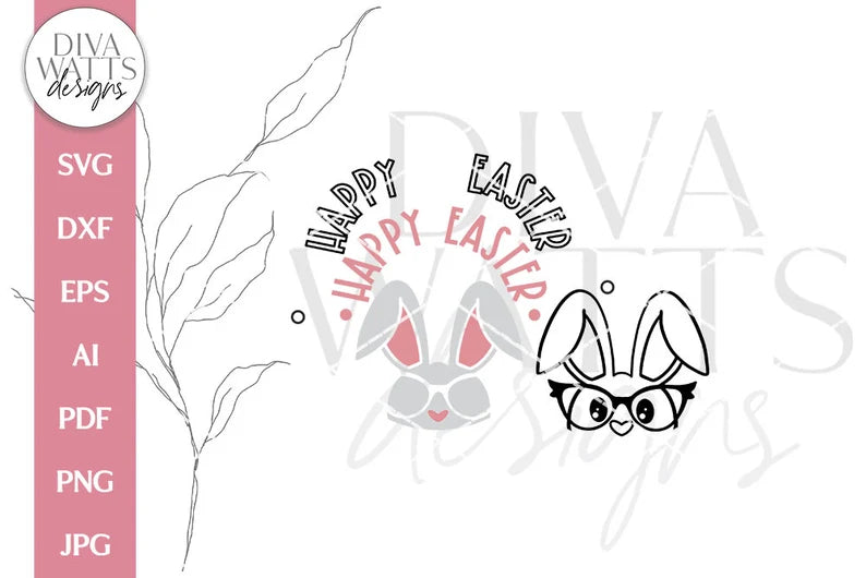 Happy Easter SVG | Spring Bunny With Glasses Design